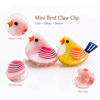 Newyeah Vente en gros Pinces à cheveux mini en acétate de 3,5 cm, design personnalisé, motif oiseau, accessoires mignons pour cheveux en forme d'animaux de dessin animé pour femmes
