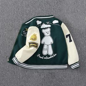 Garçon Streetwear automne printemps veste adolescent Baseball uniforme décontracté haut broderie lettre Patchwork fermeture éclair <span class=keywords><strong>manteau</strong></span> enfants 2-13 ans - Product Image 2