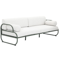 Ensemble de canapé et table basse d'extérieur, style nordique minimaliste, en alliage d'aluminium et teck, personnalisable, meubles d'extérieur, jardins, patios, en plein air