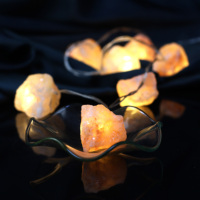 Guirlande lumineuse en pierres de cristal, améthyste, roche brute, puissance de la batterie intérieure, chaîne de sel pur de l'himalaya