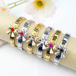 2025 Thời Trang Ý Charms Vòng Đeo Tay Vàng Và Bạc Bowknot Loạt Mặt Dây Chuyền 304 Thép Không Gỉ 9Mm * 10Mm Mô-đun Vòng Đeo Tay - Product Image 2