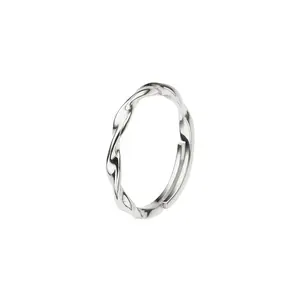 925 स्टर्लिंग चांदी की अंगूठी समायोज्य सरल सोने की अंगूठी मोड़ अंगूठी सोना मढ़वाया आभूषण महिलाओं के लिए