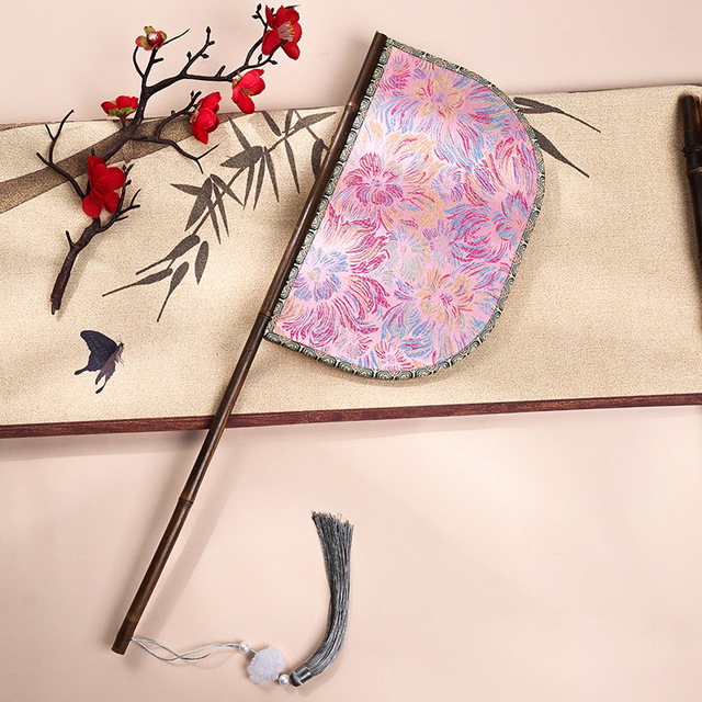 Chinese Style Silk Cloth Hand Fan Bamboo Frame Traditional Folding Fan for Summer Gift Home Decor