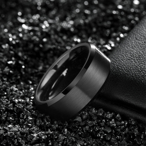 Tempusort 2/4/6/8mm <strong>Black</strong> Tungsten <strong>Rings</strong> for <strong>Men</strong> Classic Custom Logo Jewelry Couple Beveled Edge Brushed Wedding Band Waterproof - Product Image 4
