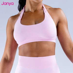 Ropa Deportiva Femenina con Logotipo Personalizado, <span class=keywords><strong>Sujetador</strong></span> Deportivo sin Espalda con Cuello Halter, Top de Fitness de Alta Elasticidad, <span class=keywords><strong>Sujetador</strong></span> Deportivo de Yoga sin Costuras <span class=keywords><strong>para</strong></span> Mujer - Product Image 1