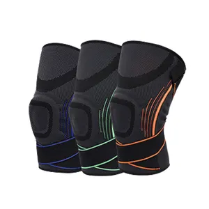 Wholesales compression knee sleeve with knee pad elastic custom Knee brace Support