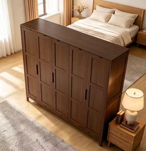 Modern Minimalist Wooden <b>Wardrobe</b> Shaker Doors Hinged Solid Wood Freestanding <b>Large</b> Capacity Bedroom Furniture - Product Image 4