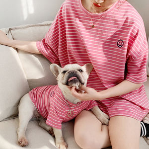 เสื้อยืดบูลด็อกฝรั่งเศสออกแบบโลโก้ได้ตามต้องการเสื้อผ้าสุนัขสัตว์เลี้ยงแบบคู่กับเจ้าของ - Product Image 3