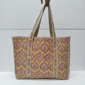 Nouveau Style coton sac à main main-bloc imprimé coton matelassé fourre-tout bohème sac à bandoulière coton Shopping sac de voyage à la main sac fourre-tout - Product Image 1