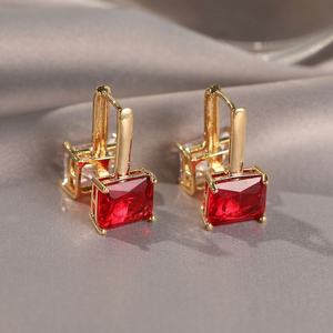 Boucles d'oreilles à clous pour femmes, style européen américain, luxe haut de gamme, tempérament polyvalent, avec zircon, pour les mondaines - Vente en gros - Product Image 5