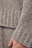 Pull Polo Homme Oversize en Laine Mérinos Premium de Luxe, Tricoté Effet Duveteux Avoine avec Coutures apparentes, Chaud pour l'Hiver