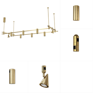 Customized LED Brass Chandelier with Retro Decorative Lighting <b>spotlight</b> and Track Lights for Hotel Apartment Restaurant - Product Image 3