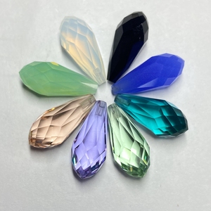 Perles en verre demi-trou 8,5x18,5 mm, couleurs goutte <span class=keywords><strong>d</strong></span>'<span class=keywords><strong>eau</strong></span>, taille briolette, facettées, cristal de verre - Product Image 5