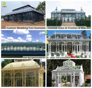 غرفة زجاجية من الحديد المشغول المطروق يدوياً مثالية لحفلات الزفاف والمناسبات، غرفة شمسية عصرية بألواح زجاجية لتجمعات لا تُنسى - Product Image 5