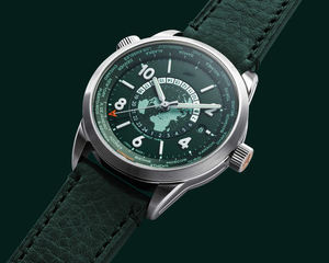 Reloj Mecánico Automático GMT Unisex con Logotipo Personalizado, Cristal de Zafiro, Resistente al Agua 5BAR, Caja de Aleación, Correa de Cuero, Hora Mundial - Product Image 5
