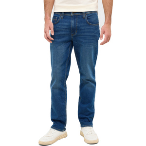 Jeans décontractés à coupe droite pour hommes, avec taille haute et cuisse ample, et ouverture de jambe constante sans resserrement. - Product Image 3