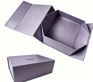 Custom <b>Purple</b> Rigid <b>Gift</b> Box Rectangle Hot Stamping Logo Art Paper High-End Packaging - Product Image 2