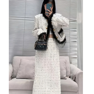 <span class=keywords><strong>Tweed</strong></span> donna autunno Design francese senso piccola fragranza nuovo cappotto corto mezza gonna da donna - Product Image 6