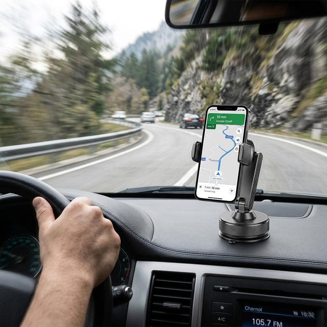 Long Arm Magnetic Car Phone Mount | Vacuum Suction | Flexible Foldable Bed Desk Compatible | K900 Strong Grip Dashboard Bracket