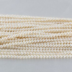 Perles d'eau douce presque rondes pour Xiaomi, 3-4 mm, blanches, petites, collier, perles lisses sans défaut, vente en gros - Product Image 1