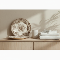 Ensemble de vaisselle en mélamine de luxe de haute qualité - Assiettes en mélamine à motifs floraux - Convient pour une utilisation dans les restaurants de mariage