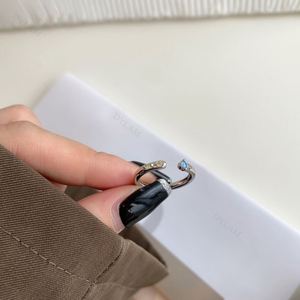 Dylam Adjustable 925 Sterling <b>Silver</b> Statement <b>Rings</b> with Colorful Stone Personalized Letter <b>Stacking</b> <b>Ring</b> for Women Girls - Product Image 3