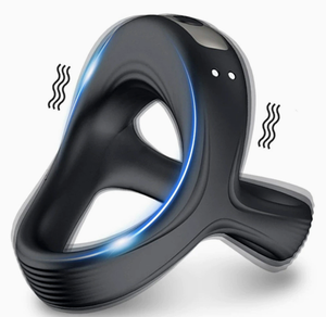 Anneau de pénis en silicone rechargeable par USB à 10 fréquences, triple verrouillage croisé - Product Image 2