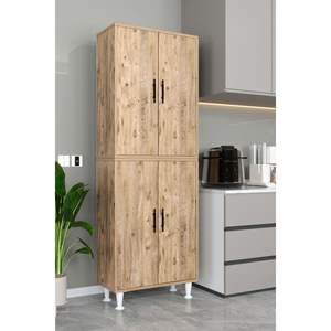 Moderno Gabinete de Cocina Ecológico de Pino Atlántico con 4 Puertas, Estantes de Almacenamiento Multiusos de Madera Sólida con Material de Panel - Product Image 2