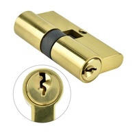 Serrure à cylindre sans clé double face en nickel satiné 70mm ouverture de clé en laiton moderne pour portes en bois pour usage d'appartement 3 clés incluses