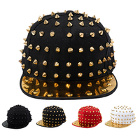 Casquette de baseball snapback à rivets punk, personnalisable avec logo brodé, style hip-hop à visière plate, vente en gros