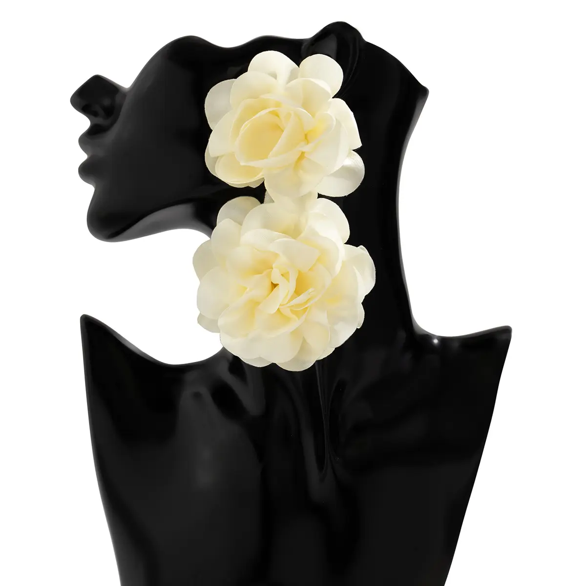 Joyería de moda, personalizados de tela de pétalos grandes pendientes largos, pendientes llamativos de flores negras coloridas para mujer, nuevos pendientes bohemios