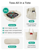 Sacs fourre-tout et sacs à main unisexes légers en polyester et coton, grand sac à bandoulière décontracté pour le shopping, les voyages et la salle de sport