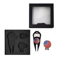 Marqueur de balle de golf en métal personnalisé Putting Green Forks Divot Tool Chapeau de golf avec marqueur de balle magnétique Marqueur de balle de golf Hat Clip Set