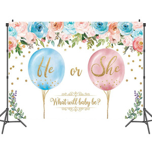 Aangepaste Grootte Baby Shower Thema Fotografie Achtergrond Doek Achtergrond Banner Voor Het Onthullen Van Geslacht Van Jongens Of Meisjes - Product Image 1