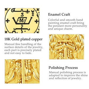 Colgante de San Miguel con Sello de Doble Cara Chapado en Oro de 18K al por Mayor, Talismán de Protección Oculta para Brujería y Espiritualidad - Product Image 6