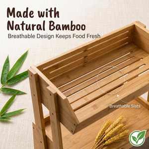 Étagère de rangement en bambou Lanbaoda 3 niveaux avec boîte à pain pour l'organisation des aliments dans la cuisine - Product Image 5