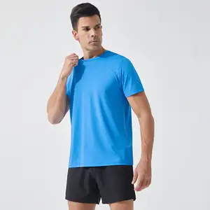 2024 Premium Polyester Blank Men'S T-Shirt Wholesale Custom Logo Print Sport Breathable Plain Color Crewneck T-Shirt