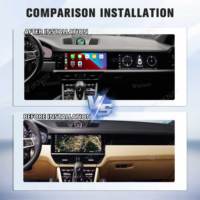 Autoradio Android double écran OLED 12,3 pouces pour Macan 2013-2017, CarPlay sans fil, écran partagé, processeur 8 cœurs, 8 Go + 128 Go, garantie 1 an