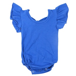 Romper de bebé con volantes en los hombros, leotardo de verano con lazo encantador, ropa infantil, servicio OEM, sin mangas, 100% algodón, tamaño personalizado - Product Image 1