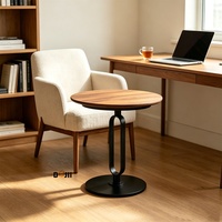 Table d'appoint de luxe en noyer pour salon, mobilier d'hôtel |   Table d'appoint à piétement géométrique en métal noir mat