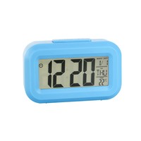 Réveil électronique multifonctionnel LCD à piles avec veilleuse, calendrier perpétuel, affichage de la température et design décontracté