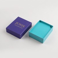 Boîte à bijoux en papier personnalisée avec couvercle et base, pour boucles d'oreilles, emballage bleu, petite, recyclable, vente en gros
