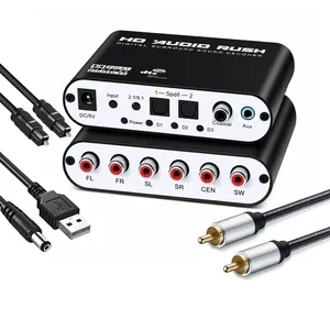 Décodeur audio HD 5.1 canaux <span class=keywords><strong>SPDIF</strong></span> <span class=keywords><strong>coaxial</strong></span> <span class=keywords><strong>vers</strong></span> 6RCA DTS AC3, amplificateur numérique <span class=keywords><strong>optique</strong></span>, convertisseur analogique DAC, <span class=keywords><strong>adaptateur</strong></span> pour TV - Product Image 2