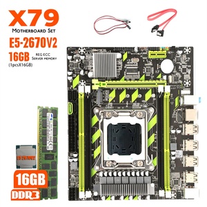 روسيا نقبل U X79G x79 اللوحة LGA2011 المجموعات زيون E5-2670 V2 E5 2670 V2 CPU 1 قطعة x 16GB DDR3 RAM ريج ECC أفضل 2650V2