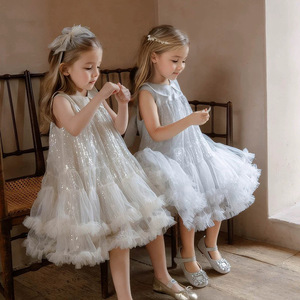Nuevo Producto, Vestido de Princesa con Estrellas para Niñas, Primavera-Verano, Vestido de Alta Gama para Actuaciones de Piano - Product Image 1