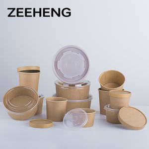 Biologisch abbaubare Einweg-Salats ch üsseln mit doppelter PE-Beschichtung und Deckel - Product Image 1