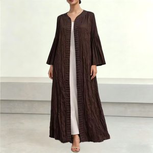 Robe Abaya Modeste de Haute Qualité pour Femmes Musulmanes, Commande sur Mesure, Cardigan Élégant Ouvert sur le Devant, Manteaux Kaftan pour Ramadan et Aïd - Product Image 1