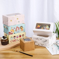 Boîte à gâteaux Bento transparente, couleurs imprimées personnalisées, ruban pour boîtes alimentaires, emballage de macarons, petite boîte de support de Cupcake