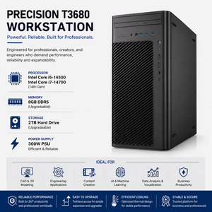 เวิร์กสเตชัน T3680 โปรเซสเซอร์ Core I5-14500 I7-14700 หน่วยความจำ 8GB ฮาร์ดไดรฟ์ 2TB คอมพิวเตอร์ตั้งโต๊ะแบบทาวเวอร์ 300W T3680 Worksta - Product Image 1