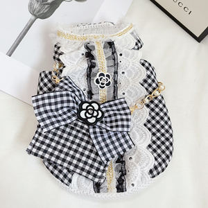 Manteau de mode pour animaux de compagnie de luxe printemps été <span class=keywords><strong>Bichon</strong></span> tenue moderne à carreaux coton vêtements pour animaux de compagnie pour chiens - Product Image 2